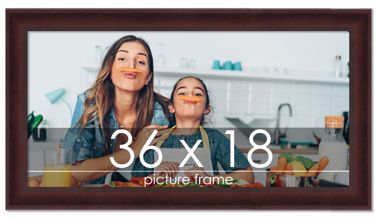 Panoramic Linear Brown Picture Frame - UV Acrylic, Foam Board Backing, Hanging Hardware